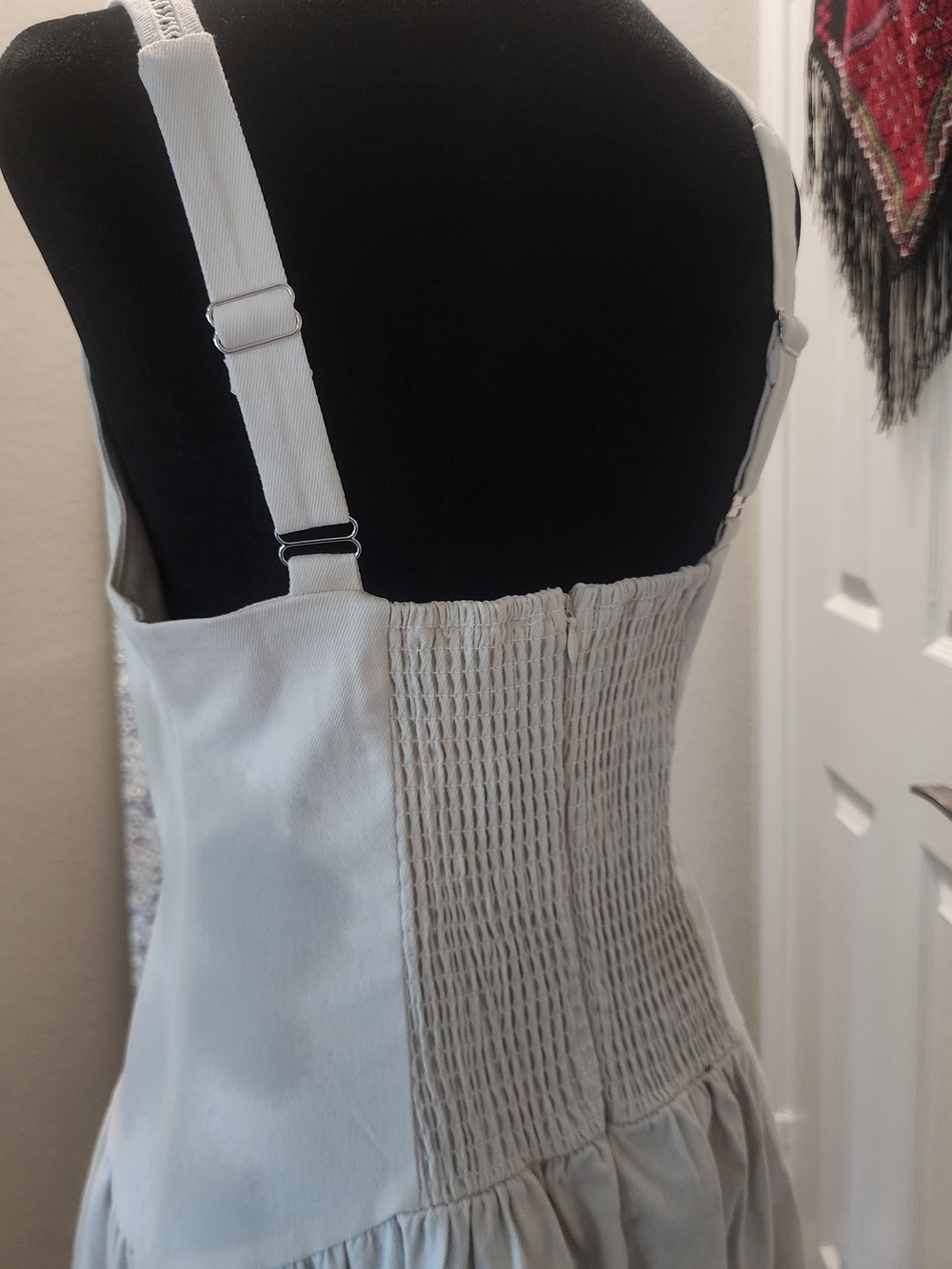 Classic Cream Eyelet Midi Dress with Adjustable Straps NWOT - Picture 6 of 6